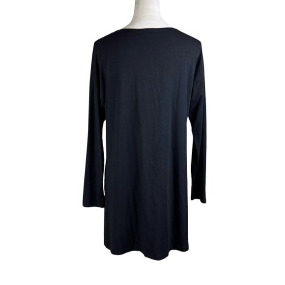 Bryn Walker Soft Organic Cotton Round Neck Long Sleeve Flowy Black Tunic - Picture 3 of 13
